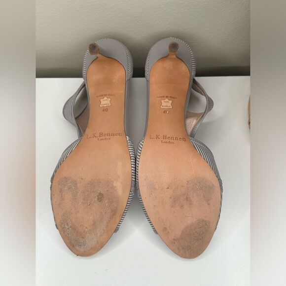 K. Bennett London Gray White Striped Christina Pumps Made in Italy, Size 9.5/40 - Picture 7 of 14